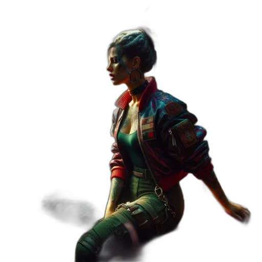 jacket, robot, staff, weapon transparent PNG cut-out