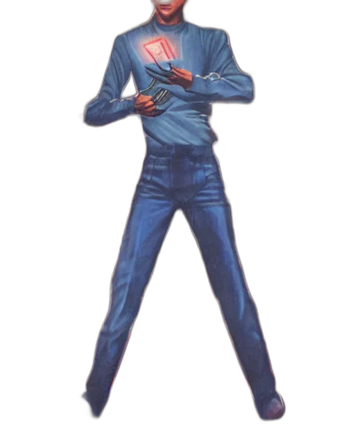 jacket, staff, robot, weapon transparent PNG cut-out
