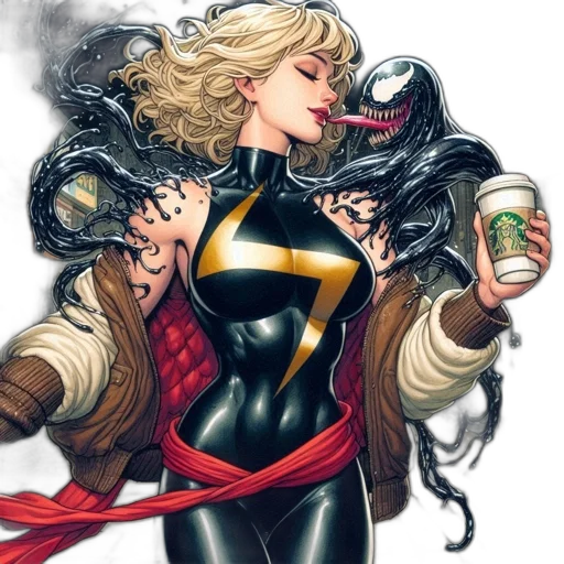 comic book art, concept art, blonde-haired, female transparent PNG cut-out