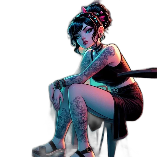 dress, cyberpunk, concept art, comic book art transparent PNG cut-out