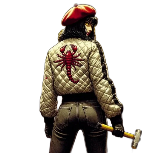 jacket, weapon, staff, concept art transparent PNG cut-out