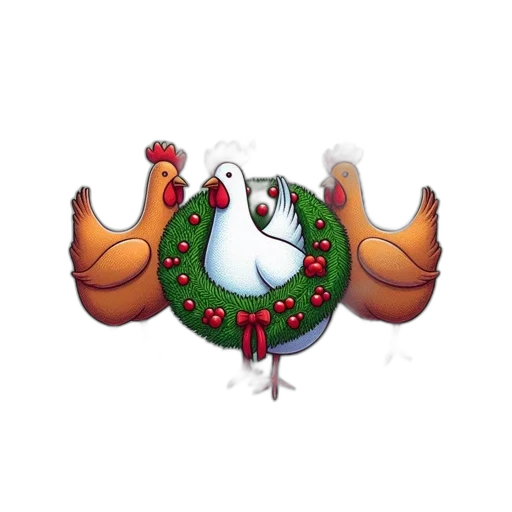 three, french, hens, surrounded transparent PNG cut-out