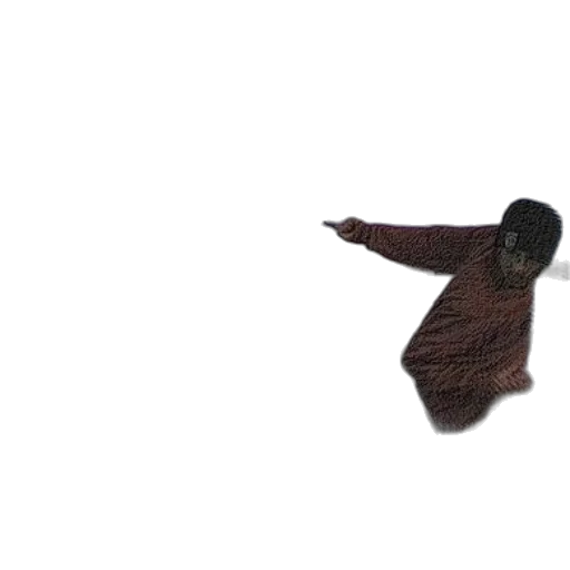 hair, jacket, creature, staff transparent PNG cut-out