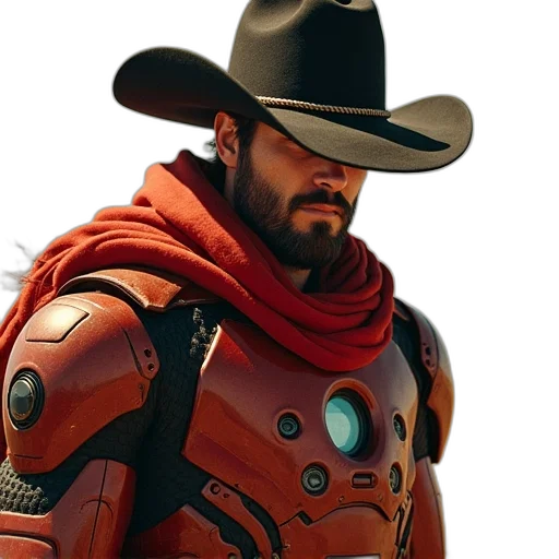 hat, robot, jacket, weapon transparent PNG cut-out