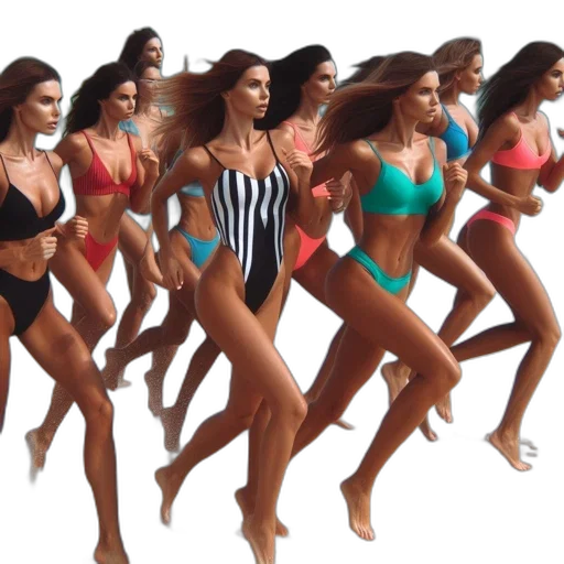 concept art, group, women, colorful transparent PNG cut-out