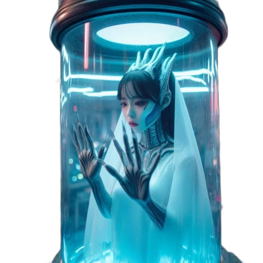 bottle, dress, robot, creature transparent PNG cut-out
