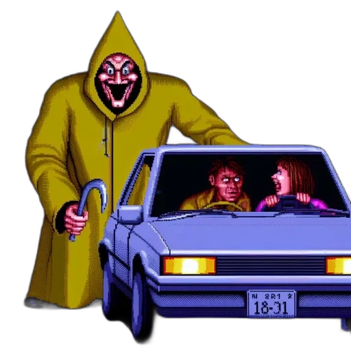 car, mask, jacket, vaporwave transparent PNG cut-out