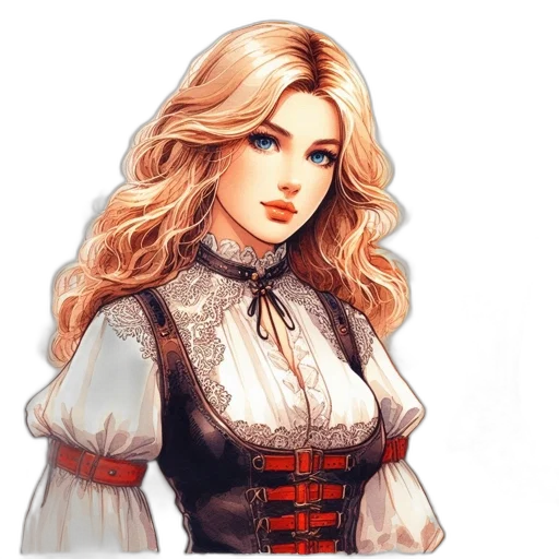 dress, face, staff, fantasy art transparent PNG cut-out