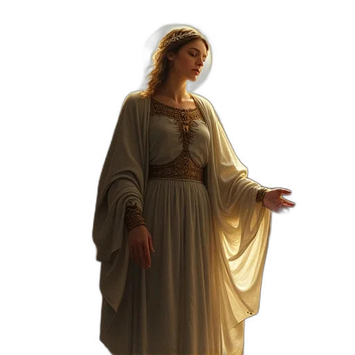 dress, staff, crown, concept art transparent PNG cut-out