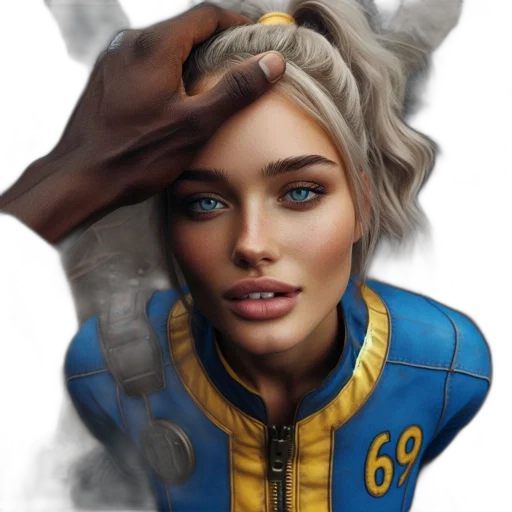 face, jacket, staff, weapon transparent PNG cut-out