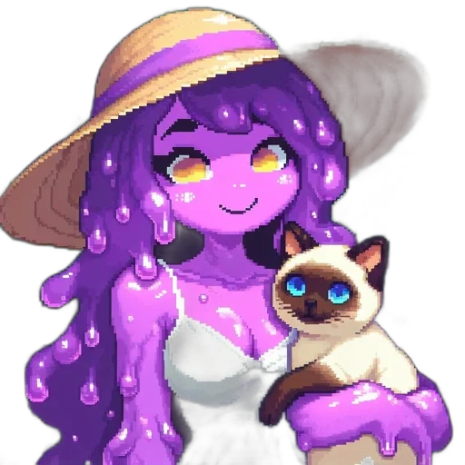 hat, staff, creature, pixel art transparent PNG cut-out