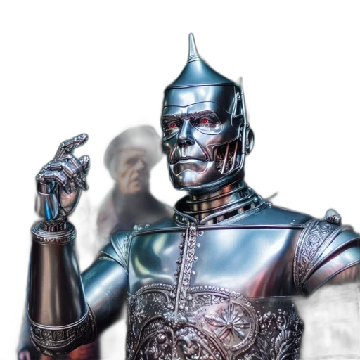 robot, crown, sword, staff transparent PNG cut-out