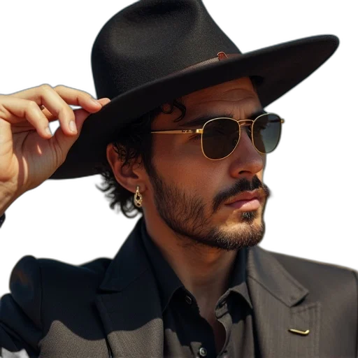 hat, jacket, staff, says transparent PNG cut-out