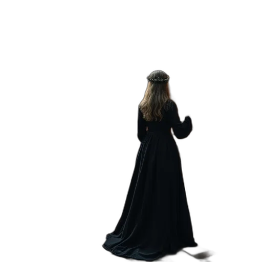 dress, staff, jacket, hair transparent PNG cut-out