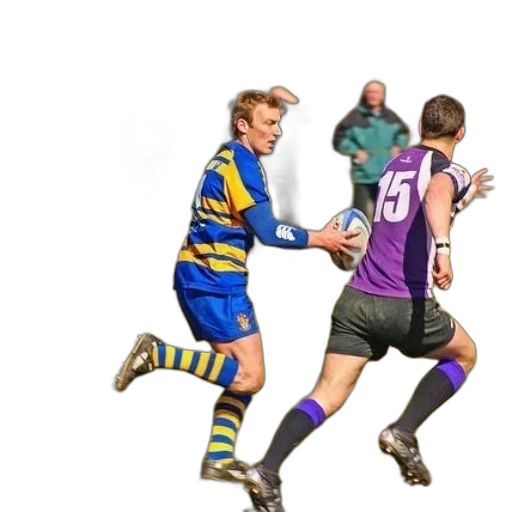 rugby, player, blue, yellow transparent PNG cut-out
