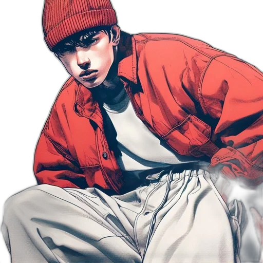 jacket, hat, face, photorealistic transparent PNG cut-out