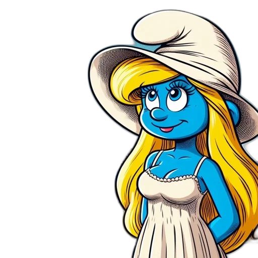 dress, hat, face, cartoon transparent PNG cut-out