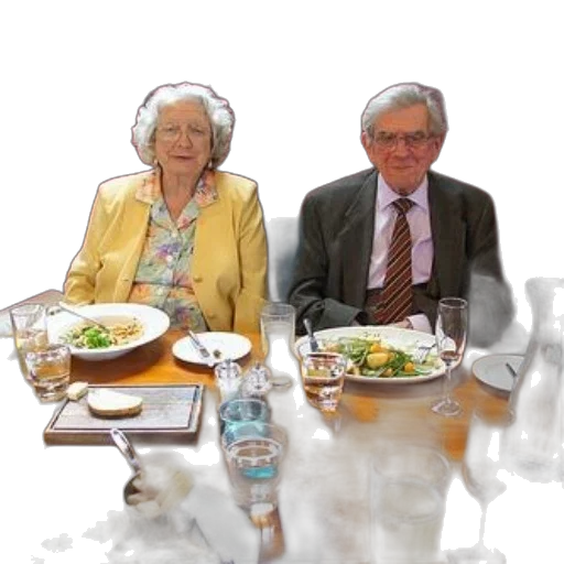 food, elderly, couple, sits transparent PNG cut-out