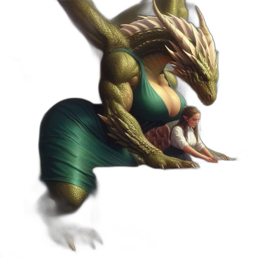 dragon, creature, animal, staff transparent PNG cut-out