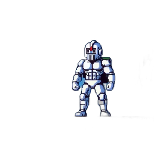 robot, creature, weapon, pixel art transparent PNG cut-out