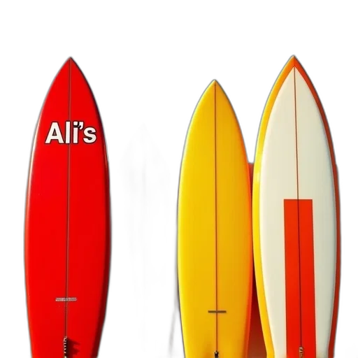 3d render, collection, surfboards, various transparent PNG cut-out