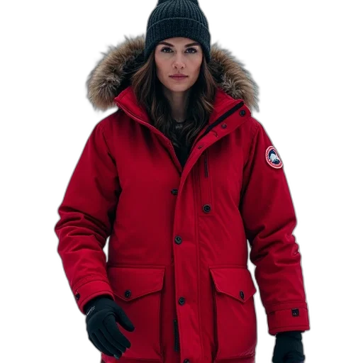 jacket, red, canada, goose transparent PNG cut-out