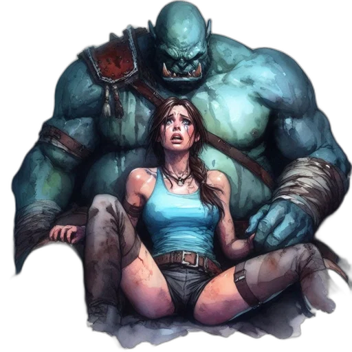 comic book art, concept art, fantasy art, watercolor transparent PNG cut-out