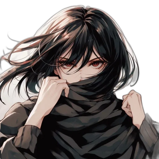 mask, face, hair, jacket transparent PNG cut-out