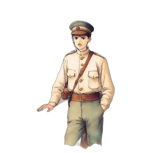 staff, jacket, hat, weapon transparent PNG cut-out