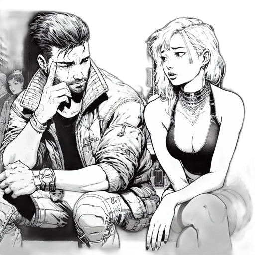 jacket, comic book art, cyberpunk, concept art transparent PNG cut-out