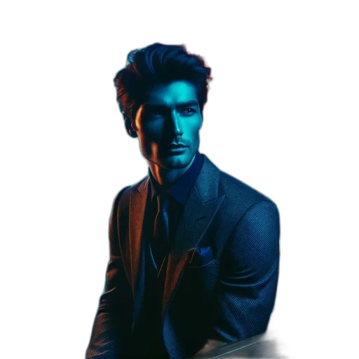 jacket, face, creature, staff transparent PNG cut-out