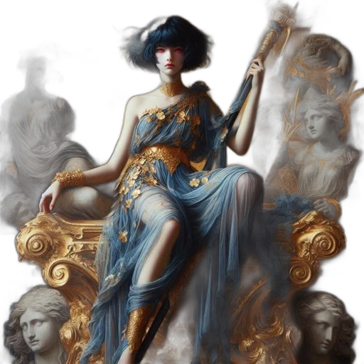 crown, dress, staff, sword transparent PNG cut-out