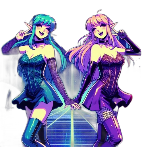 dress, cyberpunk, vaporwave, anime transparent PNG cut-out