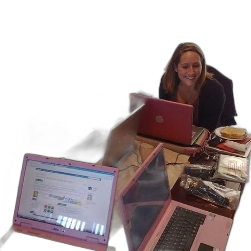 staff, woman, sits, table transparent PNG cut-out