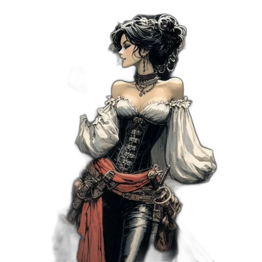 dress, concept art, comic book art, fantasy art transparent PNG cut-out