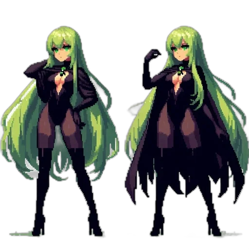staff, creature, hair, pixel art transparent PNG cut-out