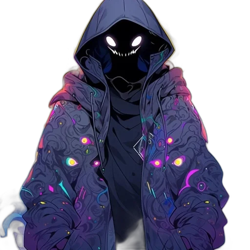 jacket, creature, mask, staff transparent PNG cut-out
