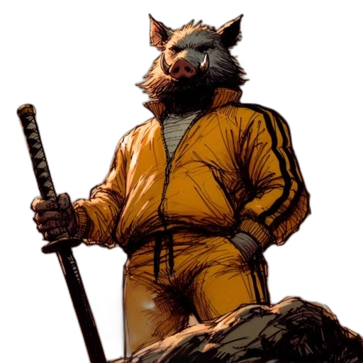 jacket, staff, animal, mask transparent PNG cut-out