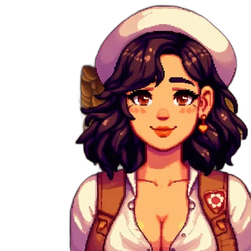 staff, hat, pixel art, cartoon transparent PNG cut-out