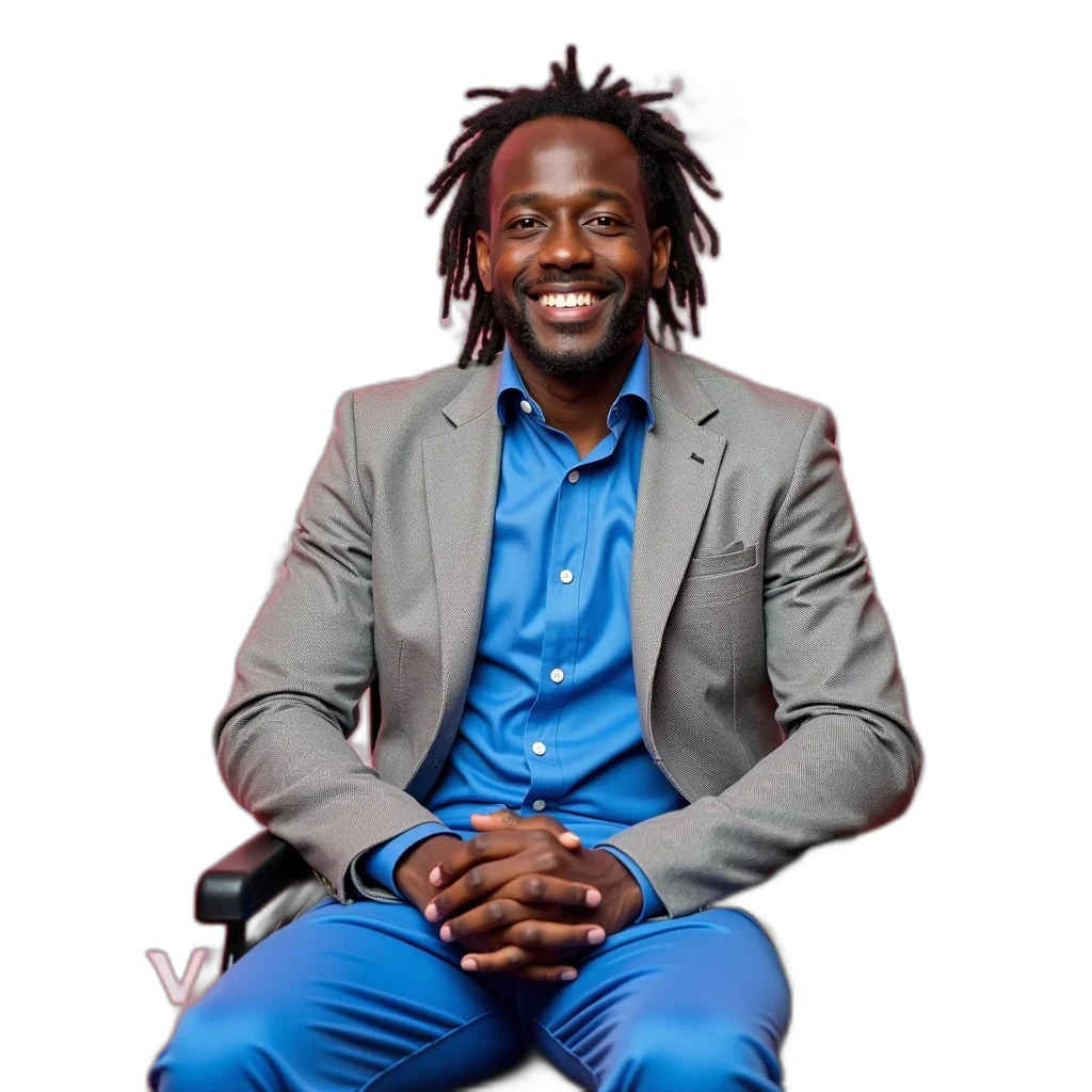 man, dreadlocks, seated, wheelchair transparent PNG cut-out
