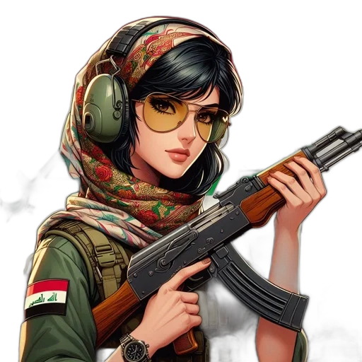 weapon, jacket, face, pixel art transparent PNG cut-out