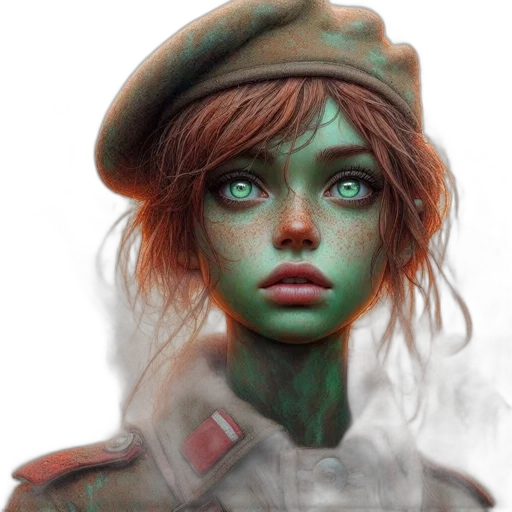face, hat, staff, fantasy art transparent PNG cut-out