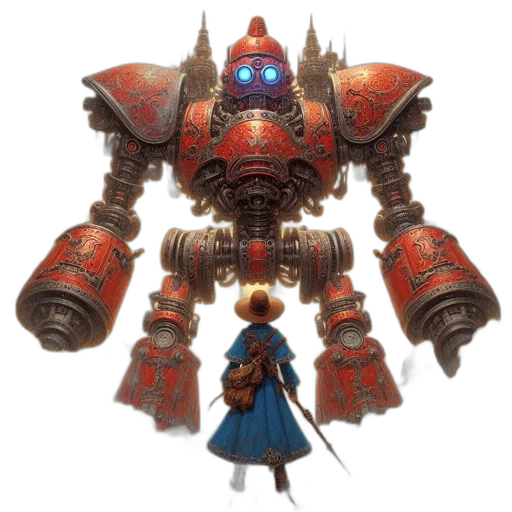 robot, weapon, staff, concept art transparent PNG cut-out