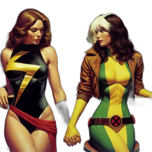 comic book art, concept art, golden, two transparent PNG cut-out