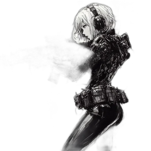 jacket, dress, robot, weapon transparent PNG cut-out