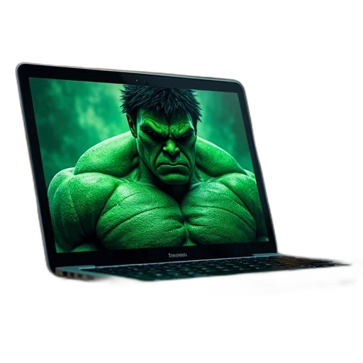 3d render, image, hulk, macbook transparent PNG cut-out