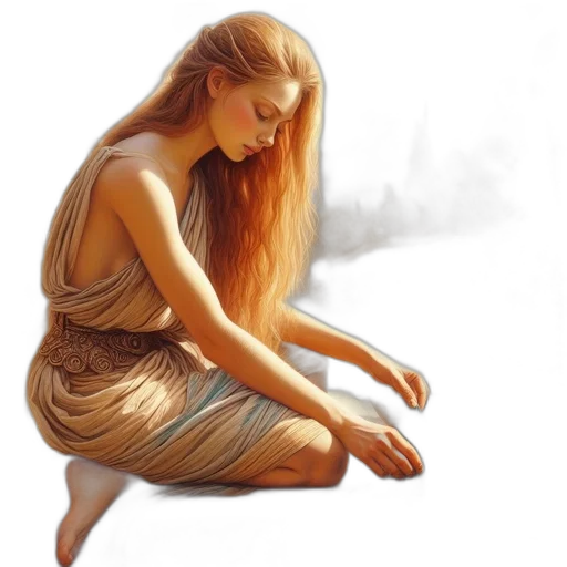 dress, fantasy art, photorealistic, oil painting transparent PNG cut-out