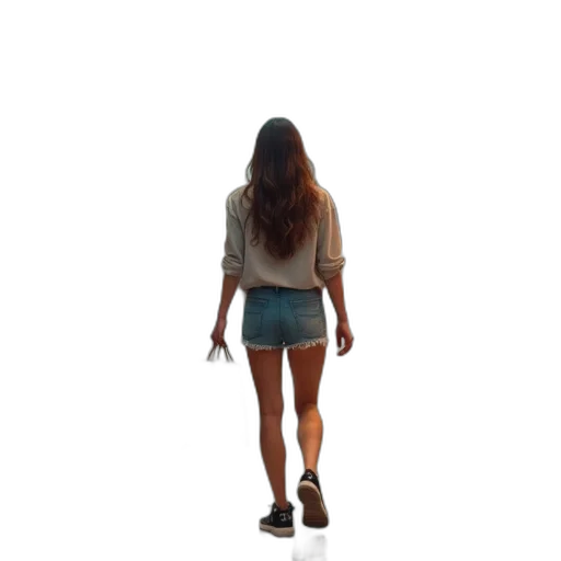 dress, jacket, hair, staff transparent PNG cut-out
