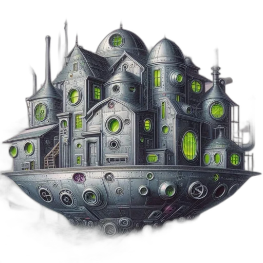 building, concept art, fantasy art, cyberpunk transparent PNG cut-out
