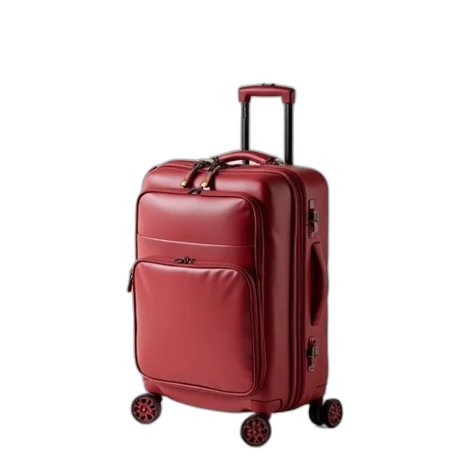 red, rolling, luggage, has transparent PNG cut-out